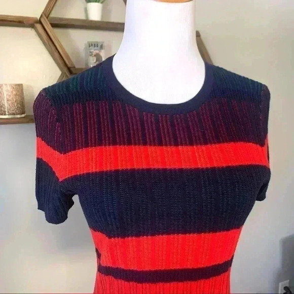 Brooks Brothers blue and red ribbed short sleeve sweater - Picture 2 of 7